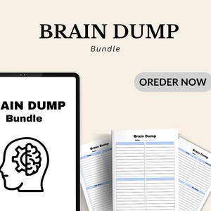 Brain Dump Template BUNDLE druckbare, bearbeitbare Aufgabenliste, ADHS-Tagesplaner, Produktivität, Prioritätenmatrix, Arbeitstag, Gedankenorganisator