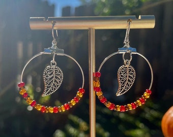 Autumn Leaf Hoop Earrings by Superior Zen Gems
