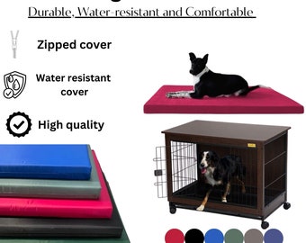 Waterproof Dog bed Cage Crate Mat Pad, Pet Cat Dog Foam Pad with Thick Polyester Removeable Zipped Cover Depth 5cm. XS, S, M, L, XL, XXL