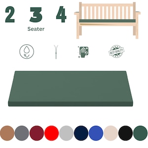 Garden Bench Seat Pad Foam Cushions For Outdoor Cushion Patio Furniture With Waterproof Removable Zipped Cover 2 3 4 Seater