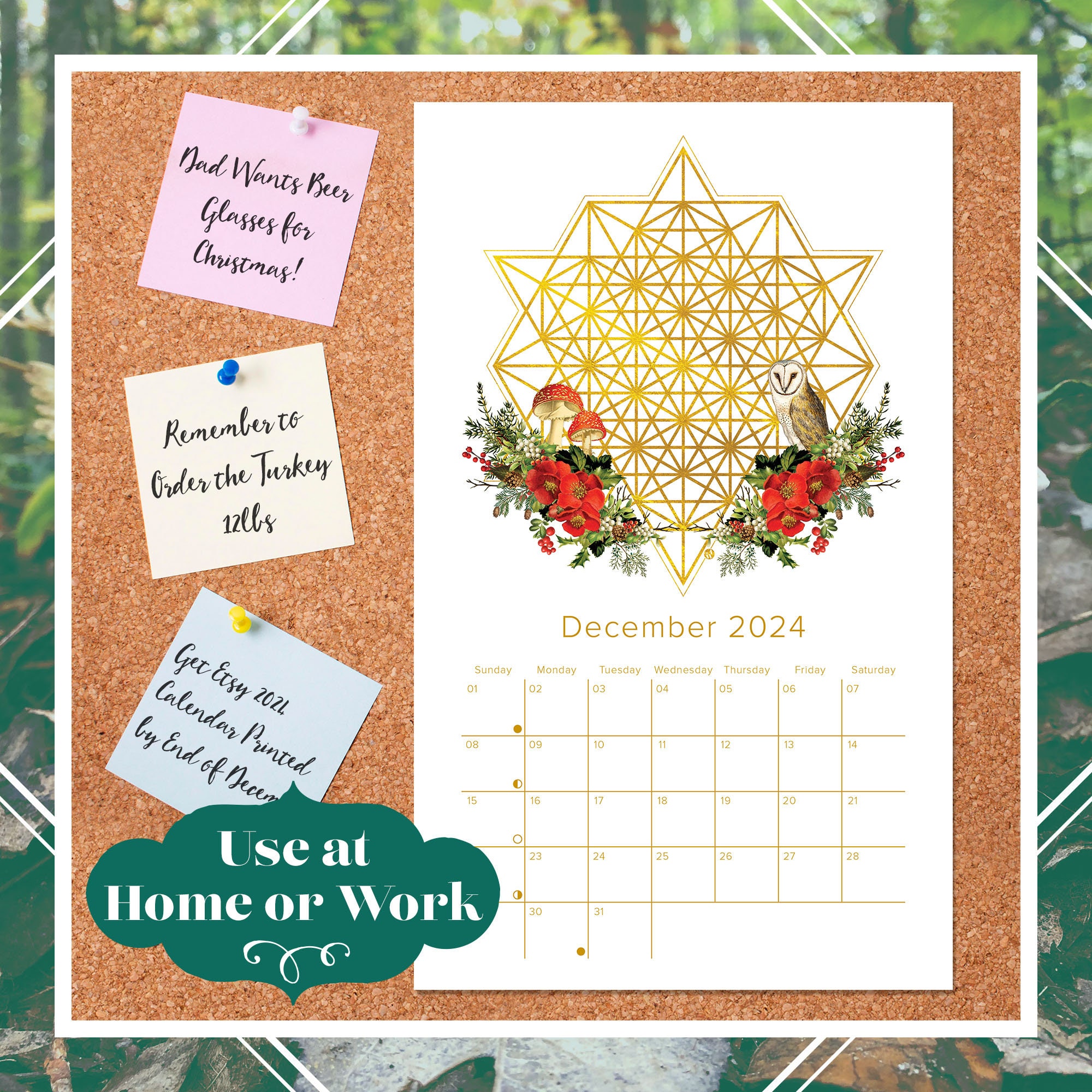 2024 Sacred Geometry Calendar Print Your Own Calendar Botanical Design