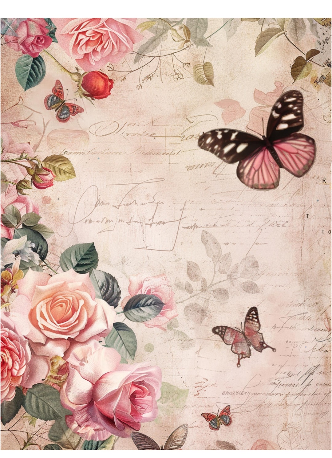 Blushing Roses and Vintage Butterflies – Shabby Chic Floral Decoupage ...