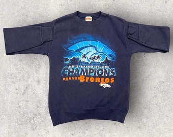 Vintage 90s USA Denver Broncos Super Bowl 33 NFL American football promotional graphic sweatshirt