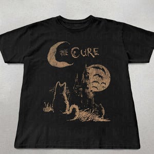 The Cure Cat Tee, 90s Alt Indie Rock, Unisex shirt, Music Gifts, Cat Lover gifts, the cure fan gifts, band tee, the cure graphic tee