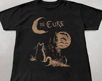 The Cure Cat Tee, 90s Alt Indie Rock, Unisex shirt, Music Gifts, Cat Lover gifts, the cure fan gifts, band tee, the cure graphic tee