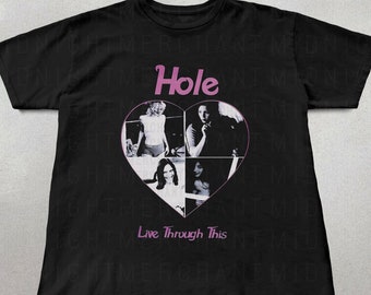 May include: Black t-shirt with a pink heart graphic featuring a band photo and the text "Hole" and "Live Through This".