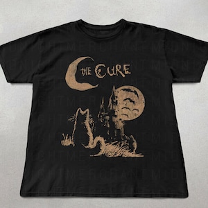 The Cure Cat Tee, 90s Alt Indie Rock, Unisex shirt, Music Gifts, Cat Lover gifts, the cure fan gifts, band tee, the cure graphic tee