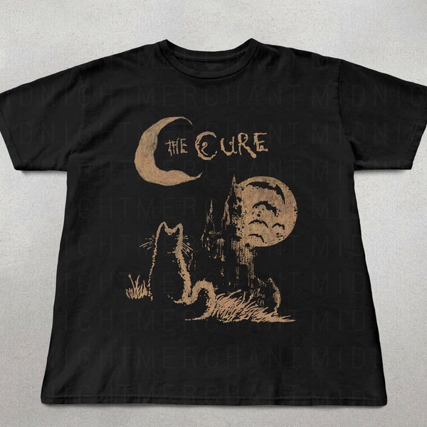 The Cure Cat Tee, 90s Alt Indie Rock, Unisex shirt, Music Gifts, Cat Lover gifts, the cure fan gifts, band tee, the cure graphic tee