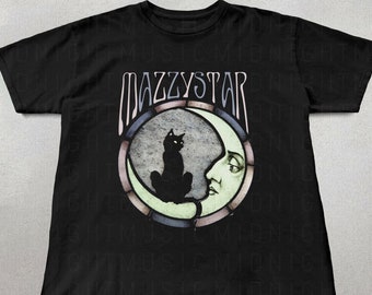 Mazzy Star Moon and Cat Tee, 90s Alt Rock, Hope Sandoval, Unisex Tee, Band Tee, Music Gifts, mazzy star fan gifts, band shirts, bootleg