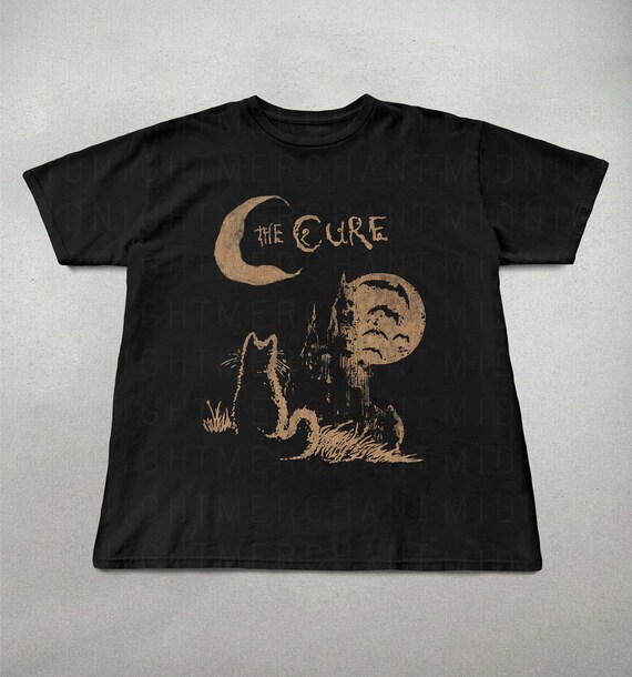 The Cure Cat Tee Alt Indie Rock de los 90 camisa unisex regalos musicales regalos Cat Lover regalos para fanaticos de la cura camiseta de banda
