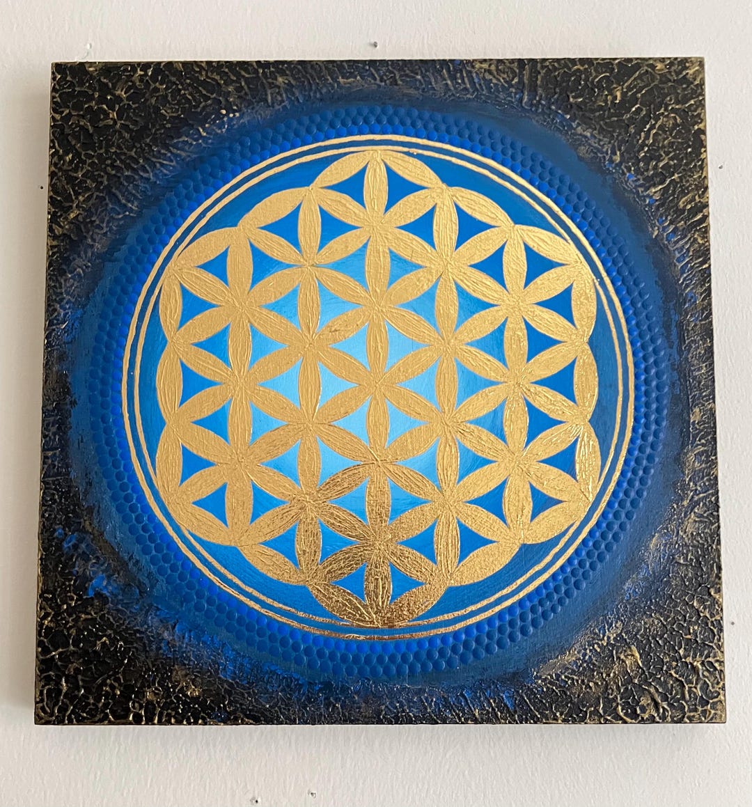 Flower of Life Sacred Geometry Wall Art With Gold Foil Embellished ...