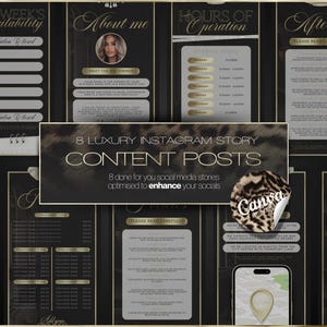 Luxe schoonheidssalon Instagram Verhaalposts Canva-sjablonen (digitale download)