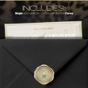 May include: A black envelope with a gold wax seal featuring the letter "R". A certificate with the text "Certificate of Achievement" is partially visible. The certificate has a gold border and the words "Add Your Logo".