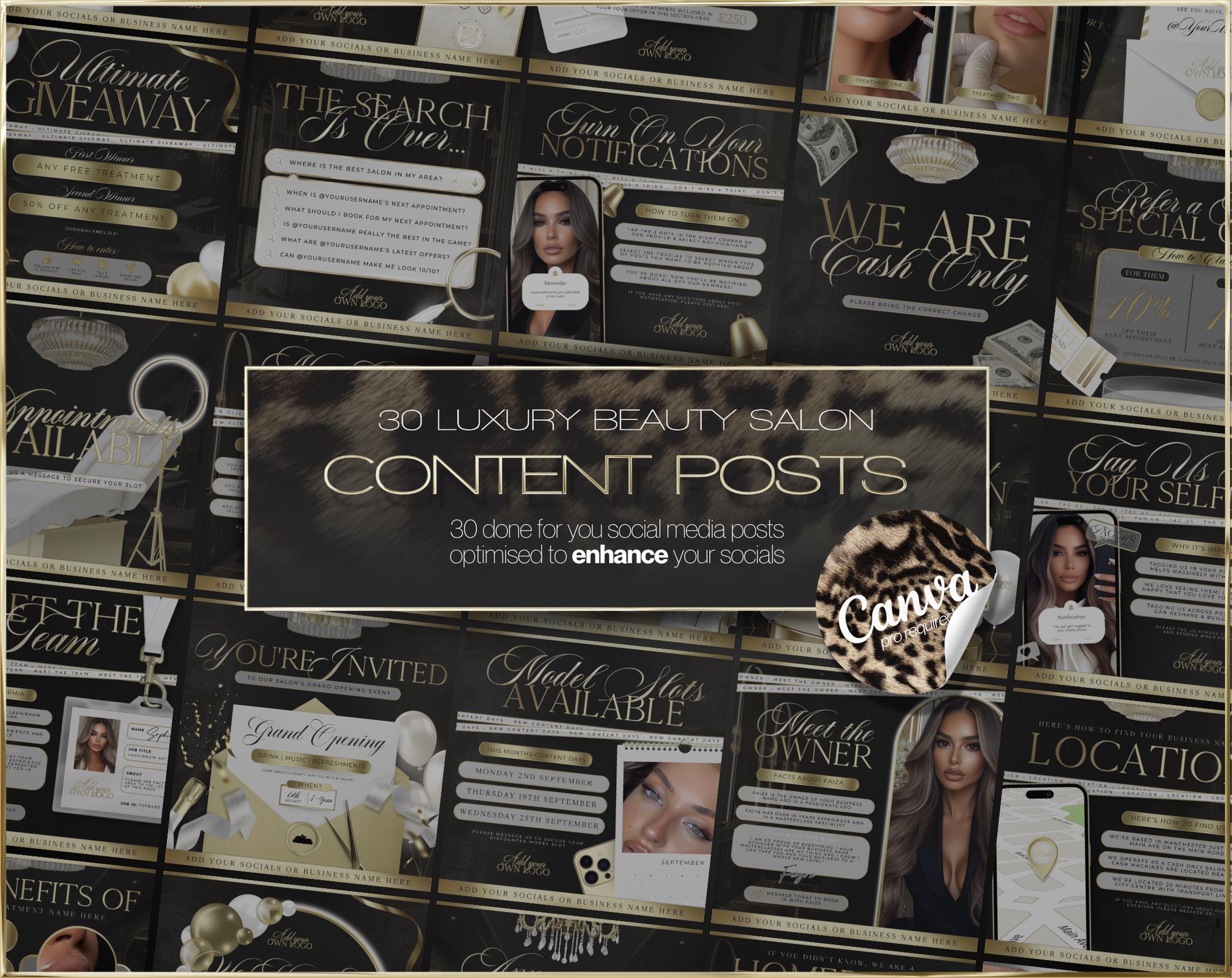 30 Beauty Salon Social Media Canva Templates | Luxury Beauty Business ...