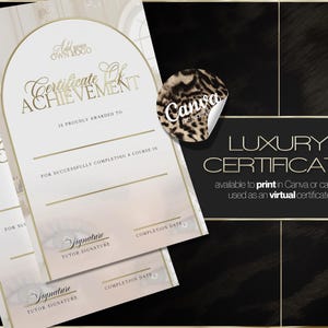 Modèle canevas de certificat de formation en salon de beauté | Achèvement du cours de luxe modifiable (téléchargement numérique)