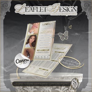 Ulotka A5 Beauty Salon Canva Template, Ulotka Lash, Fryzura, Salon, Makijaż, Paznokcie, Gotowe do wydruku ulotki, Dwustronna ulotka A5 Beauty Salon