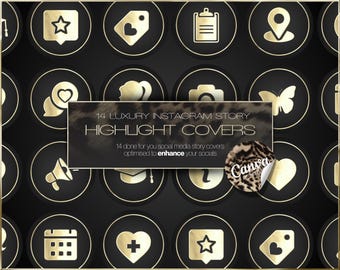 Gold Instagram Highlight Covers, Beauty Business Canva Templates