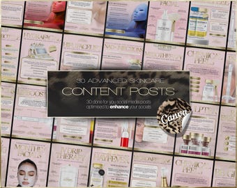 30 plantillas para redes sociales sobre cuidado de la piel avanzado (descarga digital instantánea)