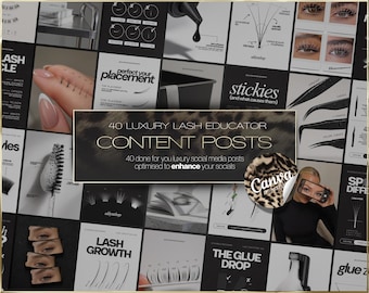 40 plantillas para redes sociales sobre extensiones de pestañas – Canva Posts (Descarga digital)