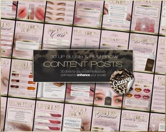 Plantillas para redes sociales de maquillaje semipermanente de labios, rubor y cejas (descarga digital) – Canva Content Posts