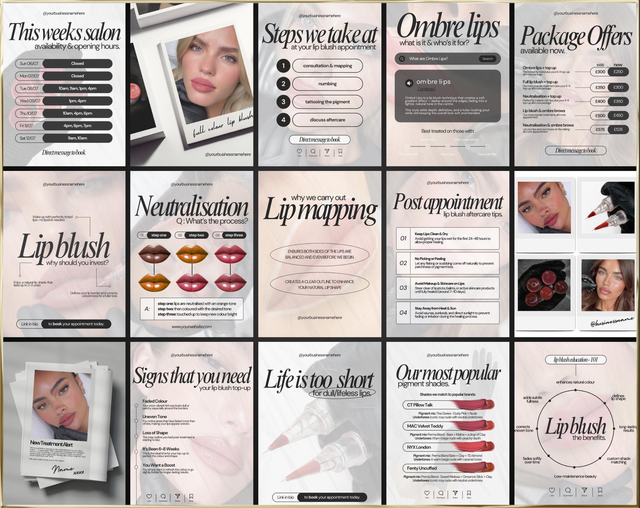 30 SPMU Lip Blush Social Media Templates – Canva Content Posts (digital ...