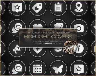 Silber Instagram Highlight Covers Canva Templates | Luxus Beauty Business Icons | Sofort Download
