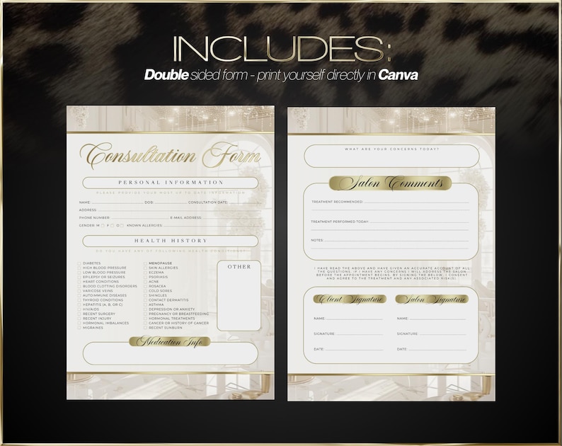 Modulo di consultazione per salone di bellezza - Modello Canva / Scheda cliente modificabile / Download immediato immagine 6