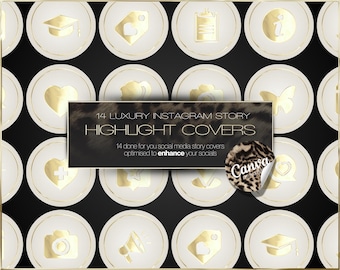 Gold Instagram Highlight Covers: Beauty Business Canva Templates