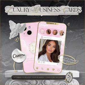 Modèle de carte de visite mise en page pour iphone, toile de carte de visite pour téléphone portable, carte de fidélité, coiffure, salon de coiffure, maquillage, ongles, carte de visite Instagram