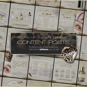 Modelli Canva per laminazione ciglia e sopracciglia / Post per social media per saloni di bellezza / Download immediato