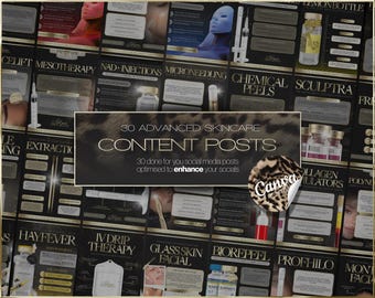 30 plantillas para redes sociales sobre cuidado de la piel avanzado (descarga digital instantánea)