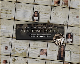 30 plantillas para redes sociales de salones de belleza: descarga digital instantánea