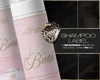 Editable Lash Bath Label Canva Template | Lash Shampoo Sticker Design | Instant Download