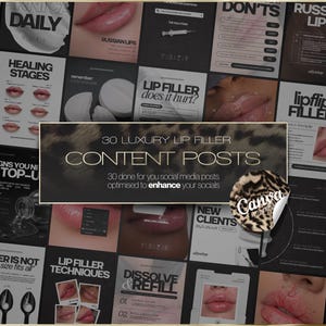 30 Minimalist Lip Filler Social Media Canva Templates for Aesthetic Practitioners | Luxury Injector Posts | Instant Download