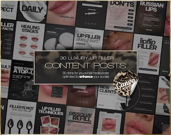 30 publicaciones sobre relleno de labios para profesionales de la estética: plantillas para redes sociales – Descarga digital instantánea