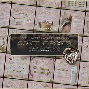 30 plantillas de Canva para redes sociales de técnicos de pestañas / Publicaciones de Instagram para artistas de pestañas de lujo / Descarga instantánea
