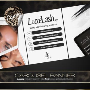 Lash Technician Instagram Carousel Canva Template | Luxury Lash Banner Design | Instant Download