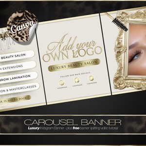 Lash Techniker Instagram Karussell Canva Template | Luxus Lash Banner Design | Sofort Download