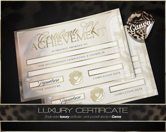 Editable Beauty Training Certificate Canva Template | Luxury Course Completion (Digital Download)