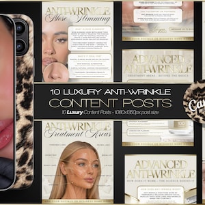 10 plantillas para redes sociales de profesionales de la estética antiarrugas: descarga digital instantánea