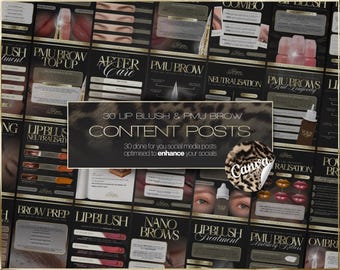 Plantillas para redes sociales de maquillaje semipermanente de labios, rubor y cejas (descarga digital) – Canva Content Posts