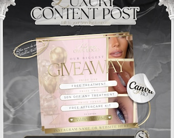 Folleto de salón de belleza, plantilla de Canva, plantilla de redes sociales de salón de belleza, plantilla de belleza, publicación de sorteo, publicación de concurso en redes sociales