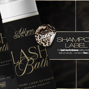 Bearbeitbares Lash Shampoo Label Template, Lash Bad Aufkleber (Digitaler Download)