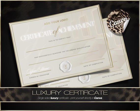 Beauty Salon Training Certificate Canva Template | Editable Course Certificate for Lash, Aesthetics & Beauty Academies | Instant Download