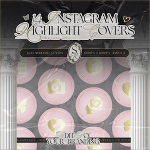 14 copertine Instagram Highlight dorate, Canva Highlights, modelli Canva Beauty, modelli Canva, Instagram Highlights rosa e oro