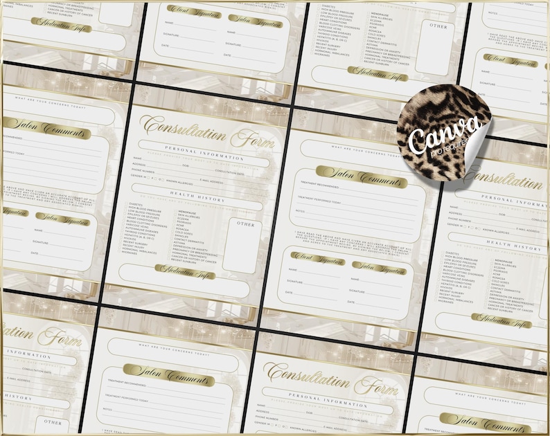 Modulo di consultazione per salone di bellezza - Modello Canva / Scheda cliente modificabile / Download immediato immagine 2