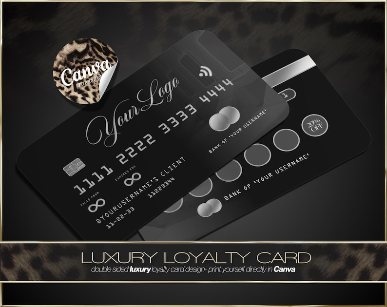 Luxury Credit Card Loyalty Card Canva Template for Beauty Salons ...
