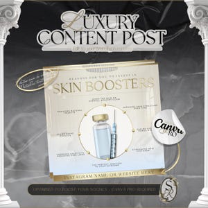 Ulotka salonu piękności, Szablon Canva, Szablon mediów społecznościowych salonu piękności, Szablon urody, Post praktyka estetyki, Post Skin Booster