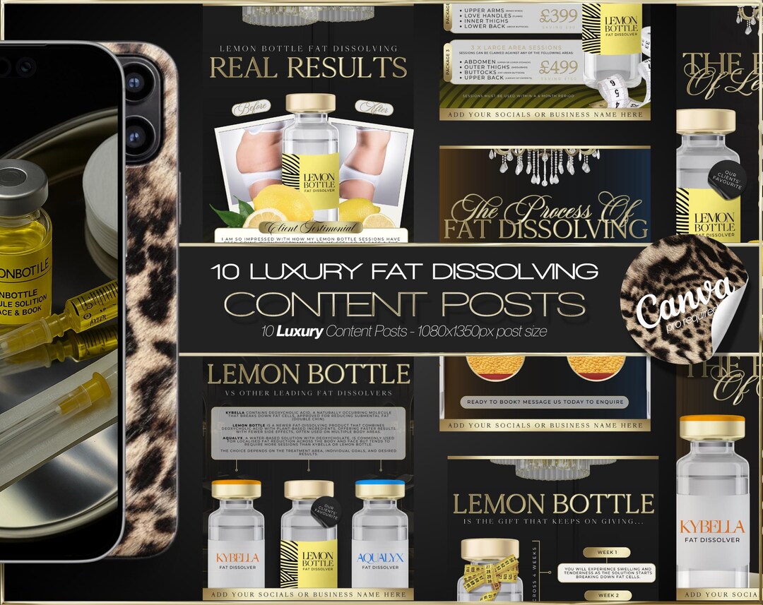 aqualyx fat dissolving vs lemon bottle 10 Fat Dissolving, Lemon Bottle, Kybella, Aqualyx Aesthetics Practitioner  Social Media Templates – Instant Digital Download