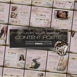 30 modèles de toile de formation beauté | Publications sur les réseaux sociaux de la Luxury Beauty Academy | Téléchargement instantané